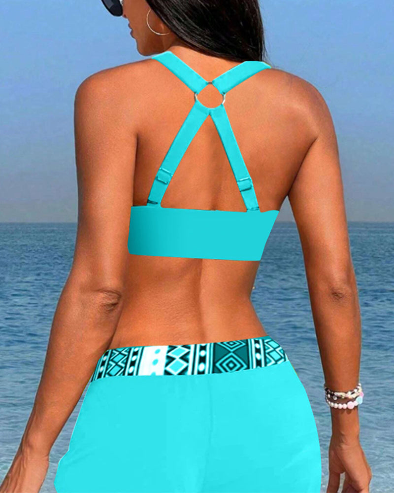 Rosalie | Geometrischer Druck hochgeschnittener Bikini