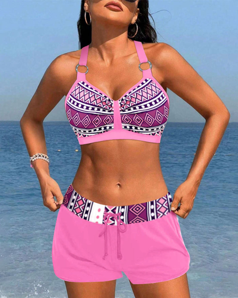 Rosalie | Geometrischer Druck hochgeschnittener Bikini