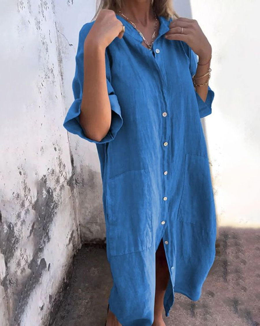 Areti - Elegantes Kurzärmeliges Hemdkleid