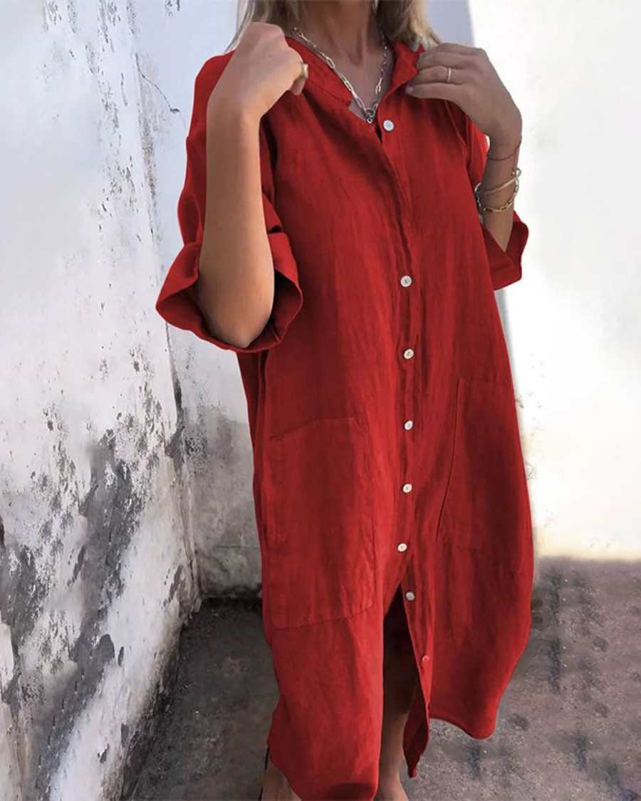 Areti - Elegantes Kurzärmeliges Hemdkleid