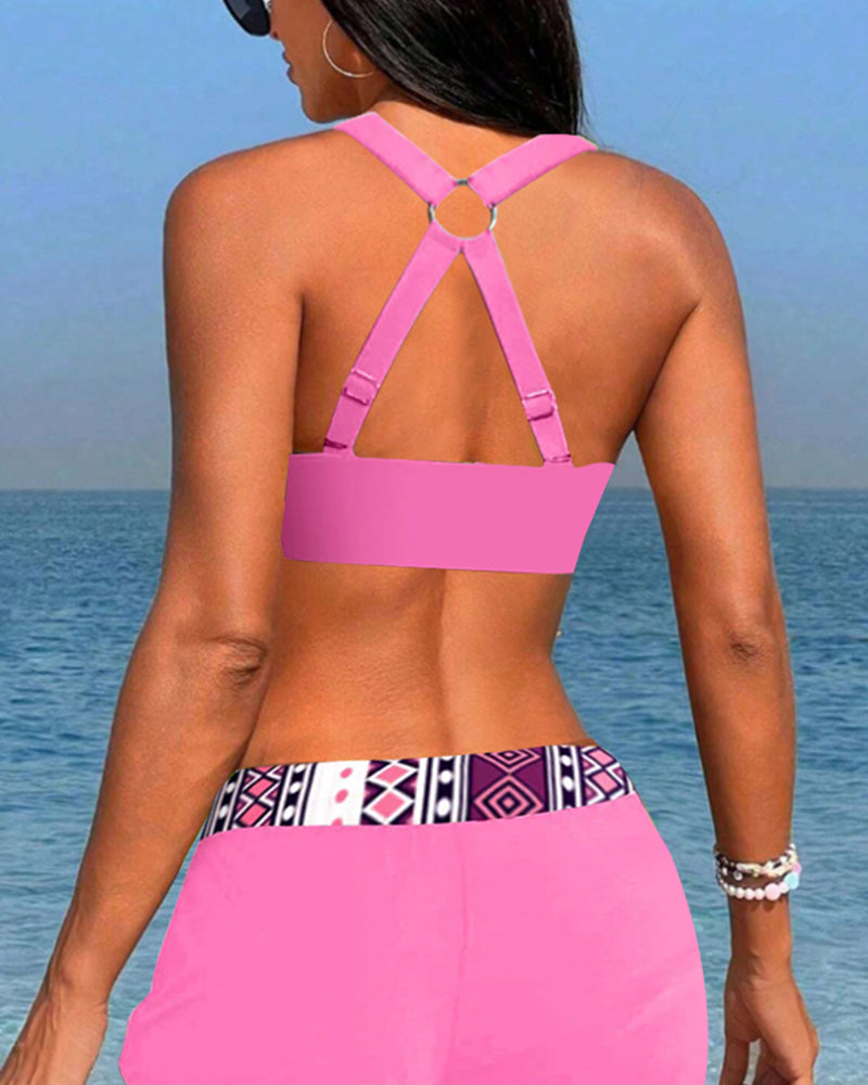 Rosalie | Geometrischer Druck hochgeschnittener Bikini