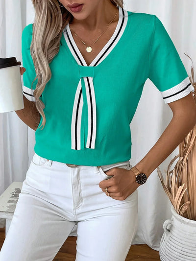 Brunella - Eleganz V-Ausschnitt Strick Oberteil