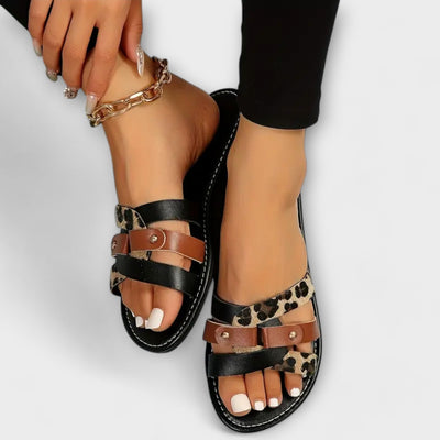 Leopard | Kreuzriemen Sandalen