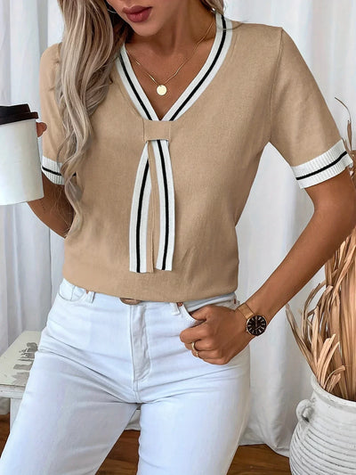 Brunella - Eleganz V-Ausschnitt Strick Oberteil
