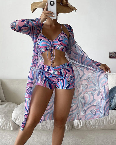 Jutta | 3-teiliges Bikini-Set mit verspieltem Print
