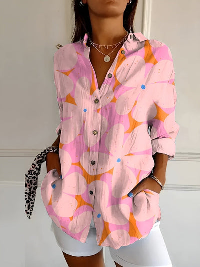 Brenda - Lässige Bluse Mit Blumen Und Wellen